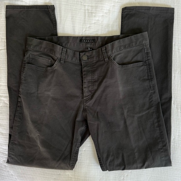 Theory Men’s Haydin Writer Slim Pants 36 Black Stretch Chino Dress Trousers - Picture 2 of 8